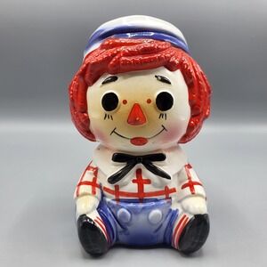 Rubens Raggedy Andy Planter Vintage 1976 Ceramic Collectible Red White Blue